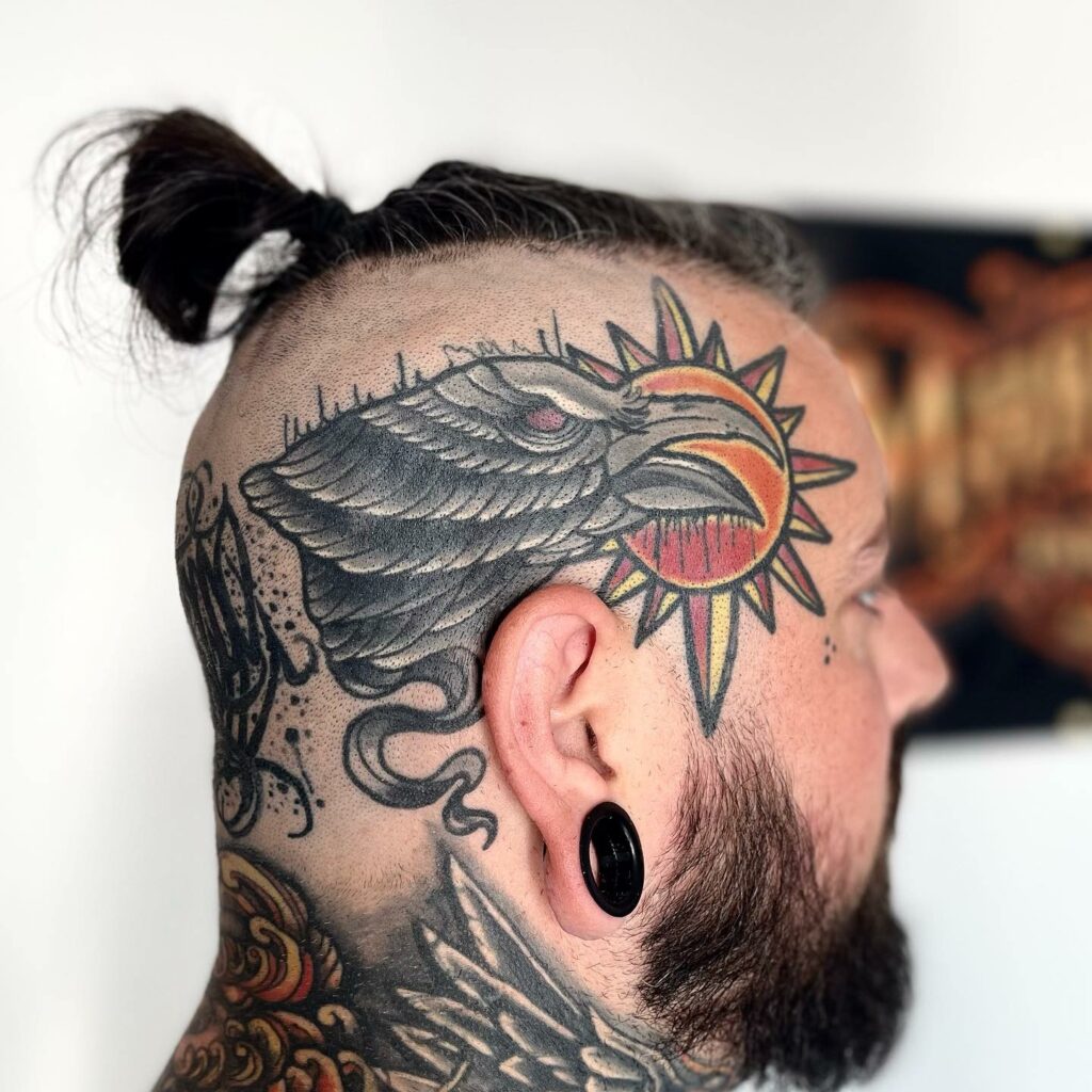 Eagle Snake Head Colour Tattoo