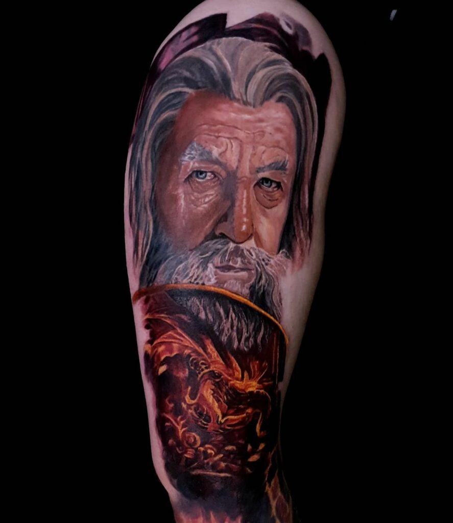 Gandalf Arm Color Tattoo