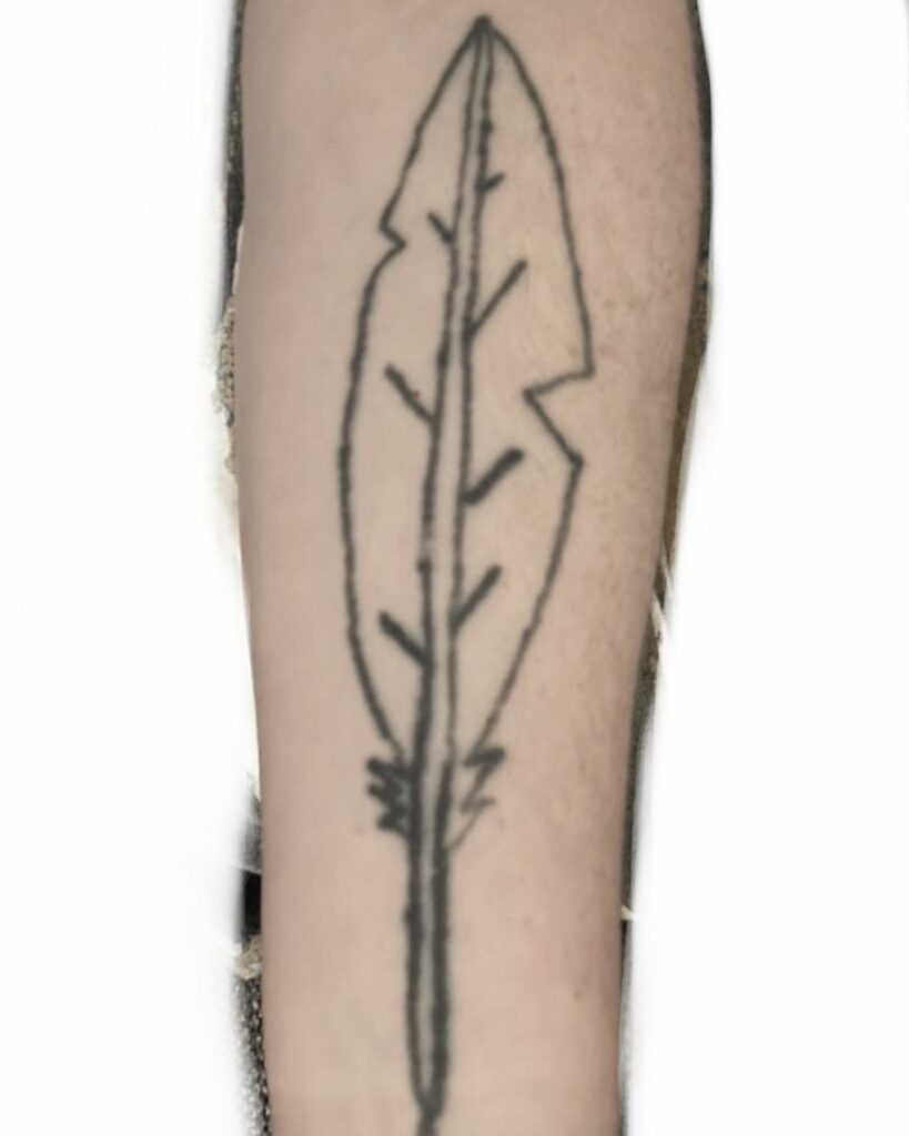 Leaf Forearm Black And White Tattoo