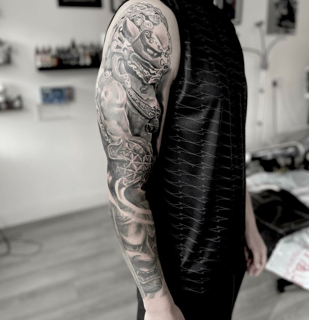 Panther Arm Black And White Tattoo